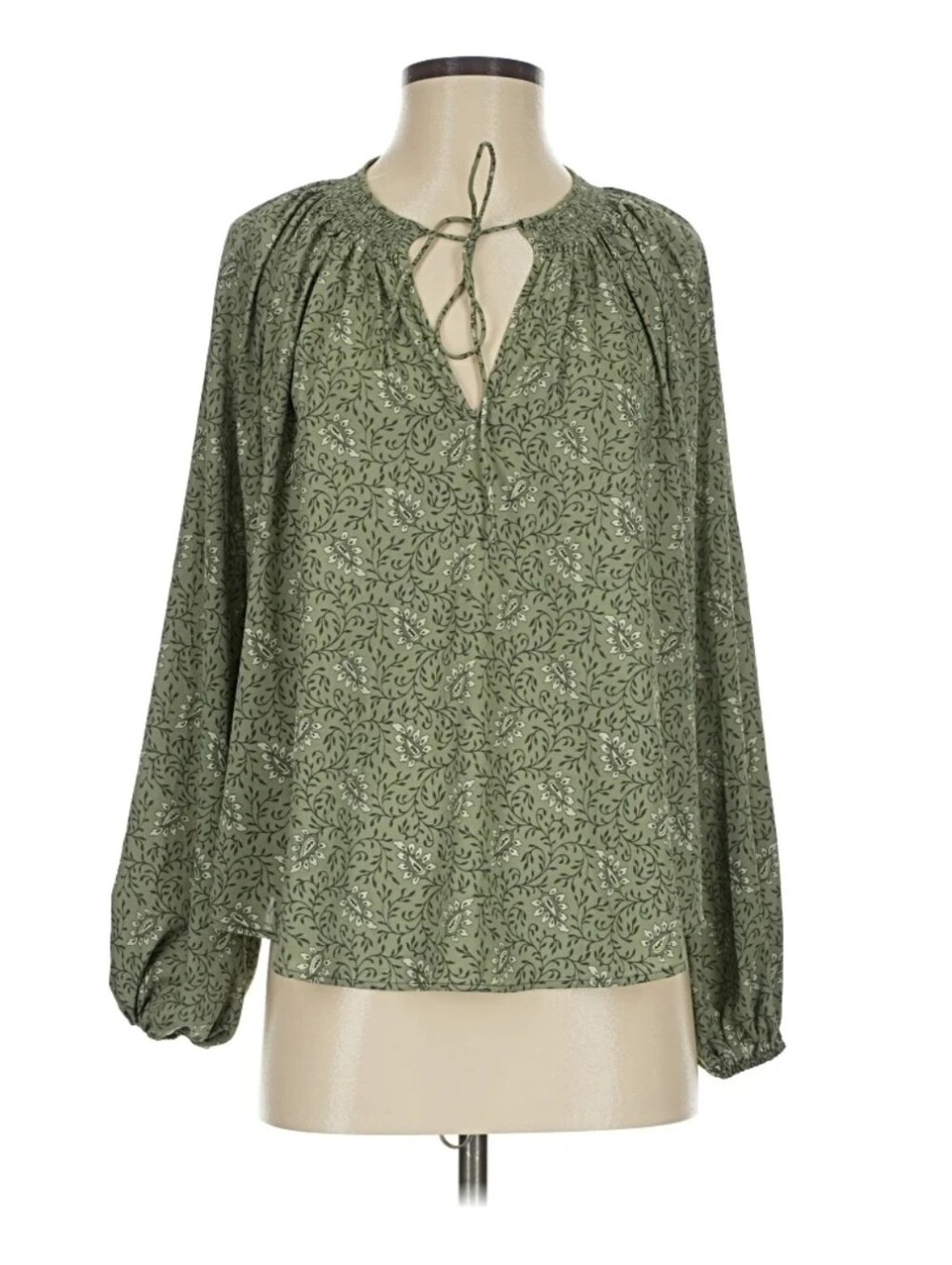 H&M Green Paisley Peasant Top, NWOT